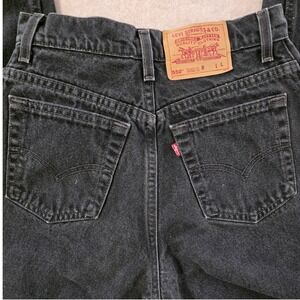 VTG 90s USA Levi Strauss 550 Jeans Sz 6 Long Relaxed Fit Tapered Leg Black Denim